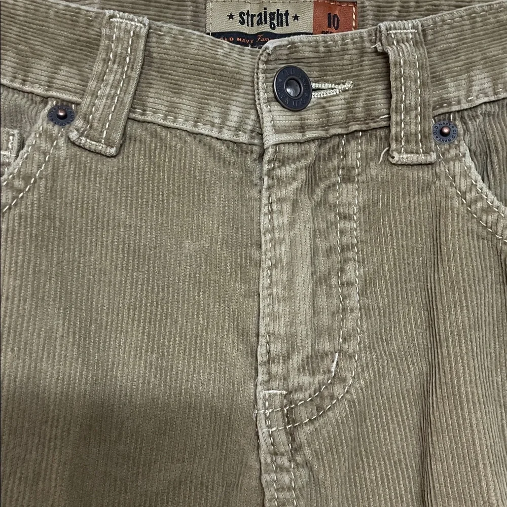 Old Navy size 10 Dark Khaki Color Soft Corduroy Straight Pants with Pockets